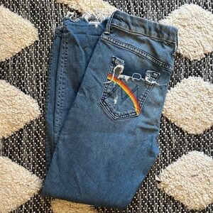 Mother Denim Jeans with Rainbow Pocket Detail